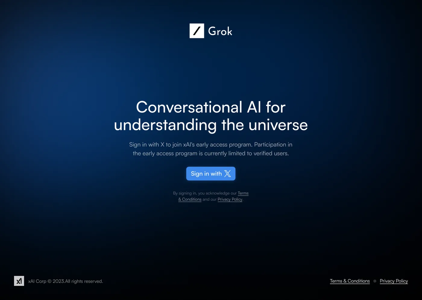 Exploration for Grok AI landing page — AI